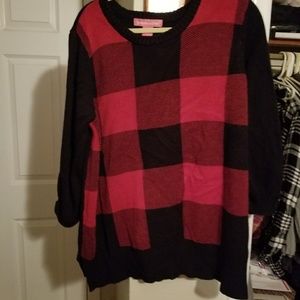 Red & black buffalo plaid sweater